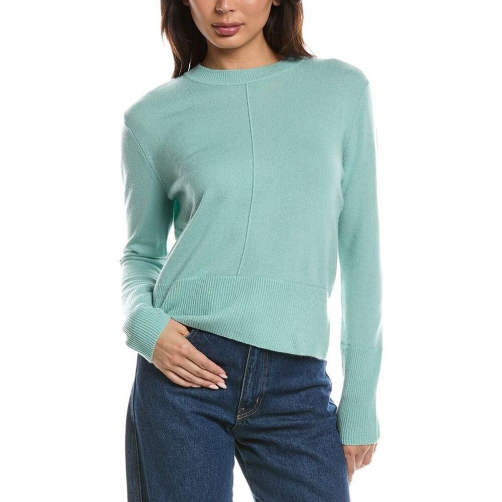 Forte Cashmere Womens Exposed Seam Crewneck 100% Cashmere Sweater